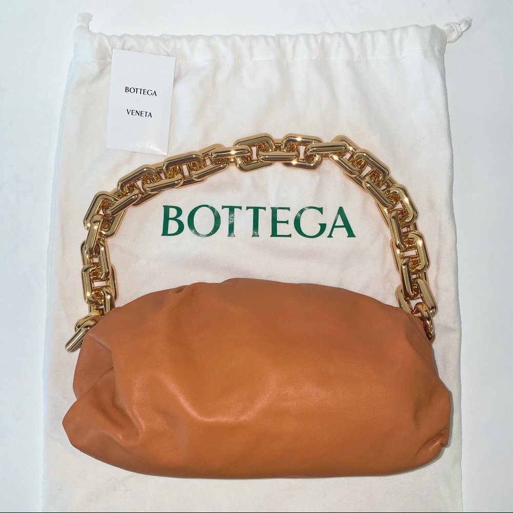 BOTTEGA VENETA Napa Chain Pouch Bag in Clay
